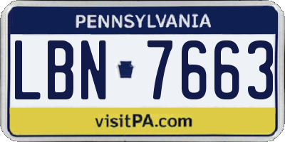 PA license plate LBN7663