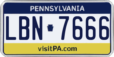 PA license plate LBN7666