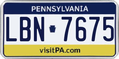 PA license plate LBN7675