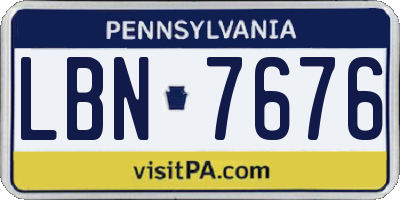 PA license plate LBN7676