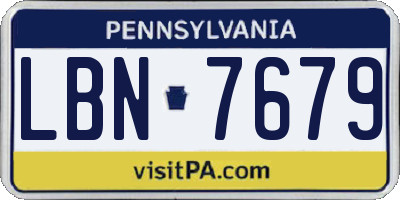 PA license plate LBN7679