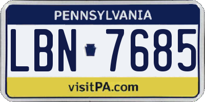 PA license plate LBN7685