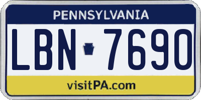 PA license plate LBN7690