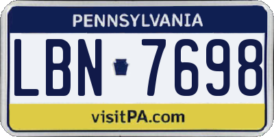 PA license plate LBN7698