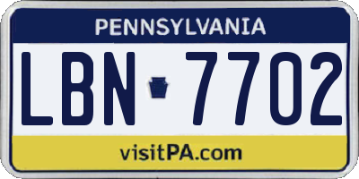 PA license plate LBN7702