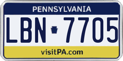 PA license plate LBN7705