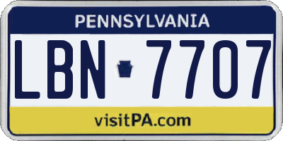 PA license plate LBN7707