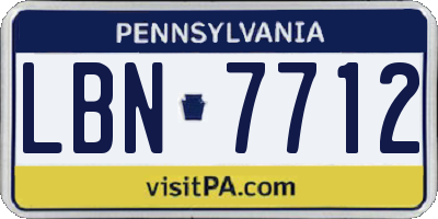 PA license plate LBN7712