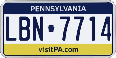 PA license plate LBN7714