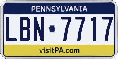 PA license plate LBN7717