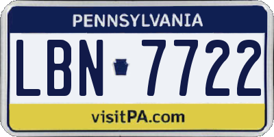 PA license plate LBN7722