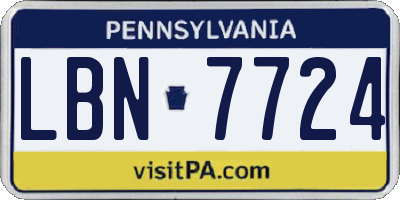 PA license plate LBN7724