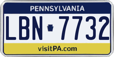 PA license plate LBN7732