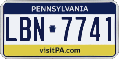 PA license plate LBN7741