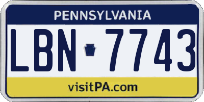 PA license plate LBN7743