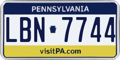 PA license plate LBN7744