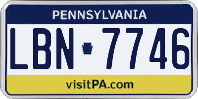 PA license plate LBN7746