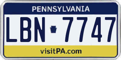 PA license plate LBN7747