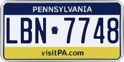 PA license plate LBN7748