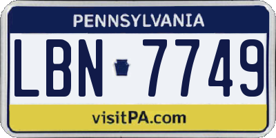PA license plate LBN7749