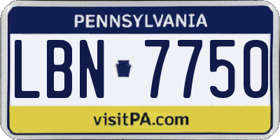 PA license plate LBN7750