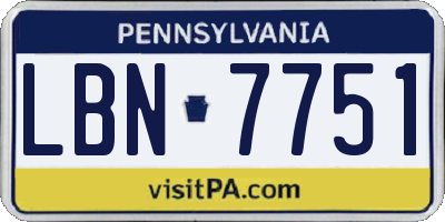 PA license plate LBN7751