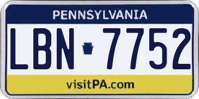 PA license plate LBN7752