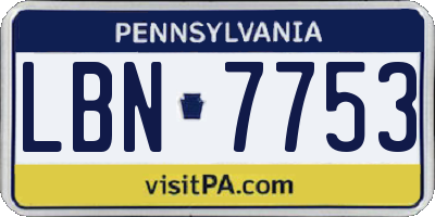 PA license plate LBN7753