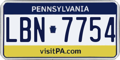 PA license plate LBN7754