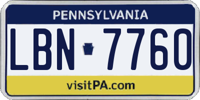 PA license plate LBN7760