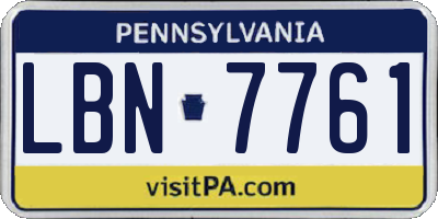 PA license plate LBN7761