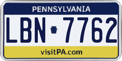 PA license plate LBN7762