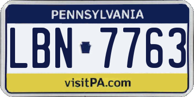 PA license plate LBN7763