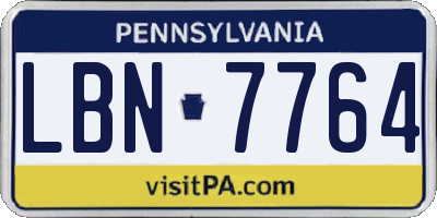 PA license plate LBN7764
