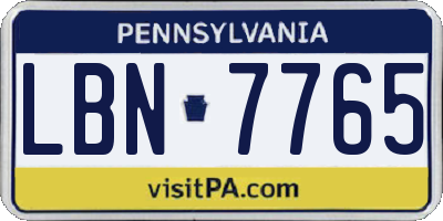 PA license plate LBN7765