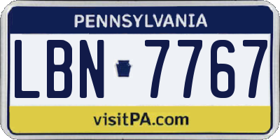 PA license plate LBN7767