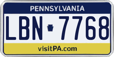PA license plate LBN7768