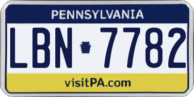 PA license plate LBN7782
