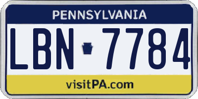 PA license plate LBN7784