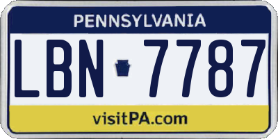 PA license plate LBN7787