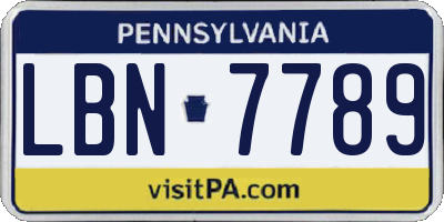 PA license plate LBN7789