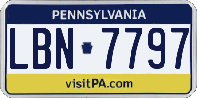 PA license plate LBN7797