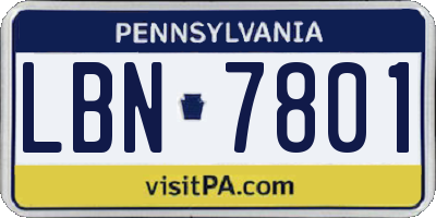PA license plate LBN7801