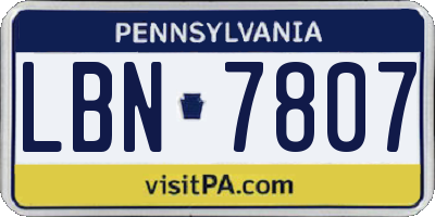PA license plate LBN7807