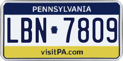 PA license plate LBN7809