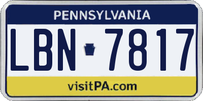 PA license plate LBN7817