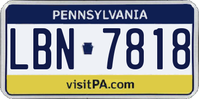 PA license plate LBN7818