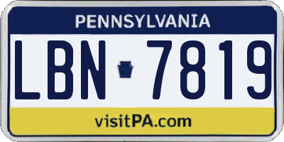 PA license plate LBN7819