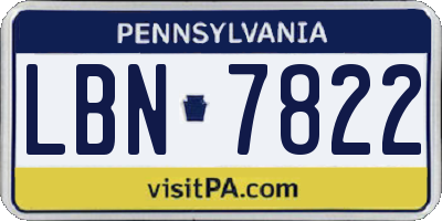 PA license plate LBN7822