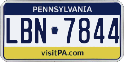 PA license plate LBN7844